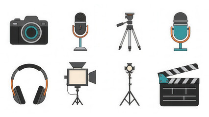 Diverse Film and Photography Equipment Collection with Creative Studio Setup