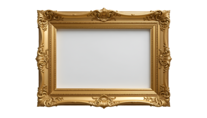 Elegant gold picture frame on black background for art display