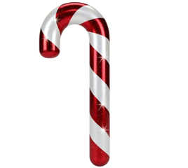 Shiny red and white striped candy cane isolated on white background