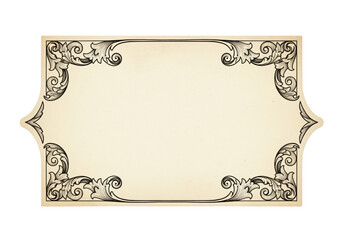 Certificate cartouche template with acanthus scrollwork corners and spacious blank center for accreditation wording, printable placard for diploma, license and honor award text blocks