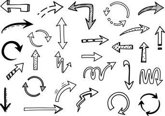 Obraz premium Set of Hand-Drawn Arrow Vectors Directional Graphic Elements for Design Projects