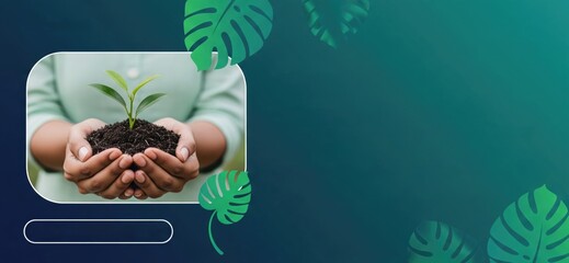 Caring Hands Holding a Vibrant Green Seedling in Soil