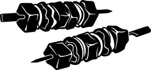 Barbecue Meat Skewer Grill Vector Silhouette Illustration
