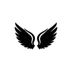 Obraz premium Symmetrical Black Wings Illustration on White Background for Design Projects.