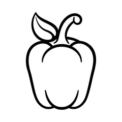 Black outline icon of a bell pepper without background.