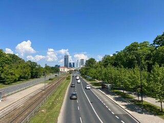 Road towards downtown Warsaw
