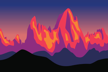 Andes Mountains Abstract Landscape Illustration Colorful Peaks