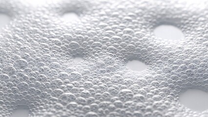 Close-up macro shot of a bubbly surface with clear spherical shapes and liquid creating a foamy texture