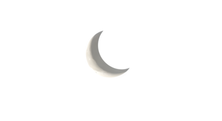 Crescent moon phase celestial body isolated on transparent background in dark sky