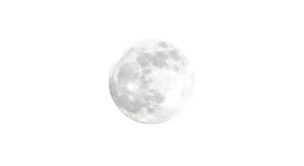 Full moon isolated on transparent background for compositing and design elements on transparent background