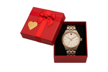 Elegant wristwatch in red gift box for special occasion