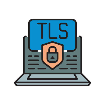 tsl certificate black line icon. Vector isolated element