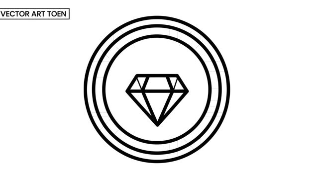 Diamond inside concentric circles vector graphic icon symbolizing luxury, wealth, and value