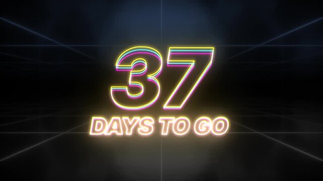 37 days to go text animation retro background
