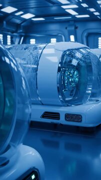 Futuristic Cryo-Sleep Pods in a Sci-Fi Interior