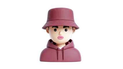 3D Rendered Person Wearing Bucket Hat and Hoodie