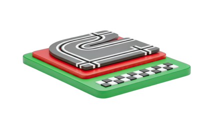 3D Rendered Slot Car Racing Track on White Background