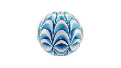 Abstract Blue and White Sphere on White Background