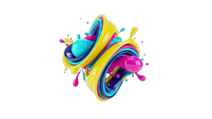 Abstract Colorful Paint Splashes on White Background