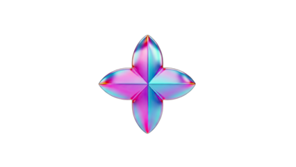 Abstract Holographic Flower on White Background