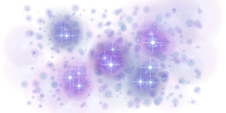 Purple and blue glowing stars and dots, isolated on transparent background - Powered by Adobe