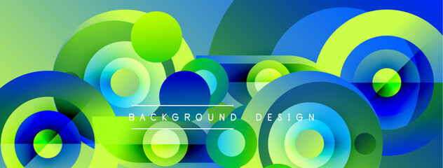 Obraz premium Abstract geometric composition. Overlapping circles create vibrant color gradients, dynamic visual effect. Modern design element.