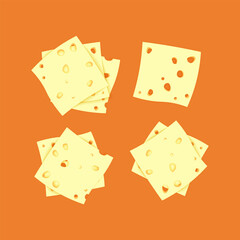 A wedge of yellow cheese with holes sits on a wooden cutting board
