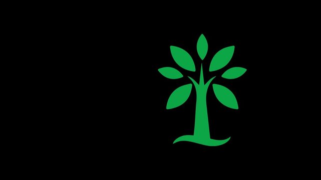 Green tree logo on a black background