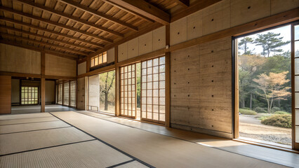 empty modern house interior with window and wooden floor