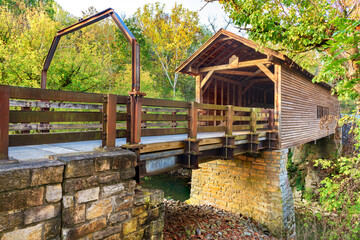 Harrisburg covered bridge in Tennessee During Sunrise