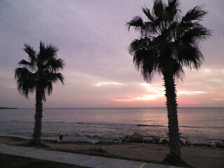 Sunset over Mediterranean Sea.