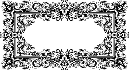 Elegant floral frame with vintage filigree design, perfect for wedding invitations or sophisticated branding projects, timeless appeal and exquisite detail © TOP-EDGE DESIGNS