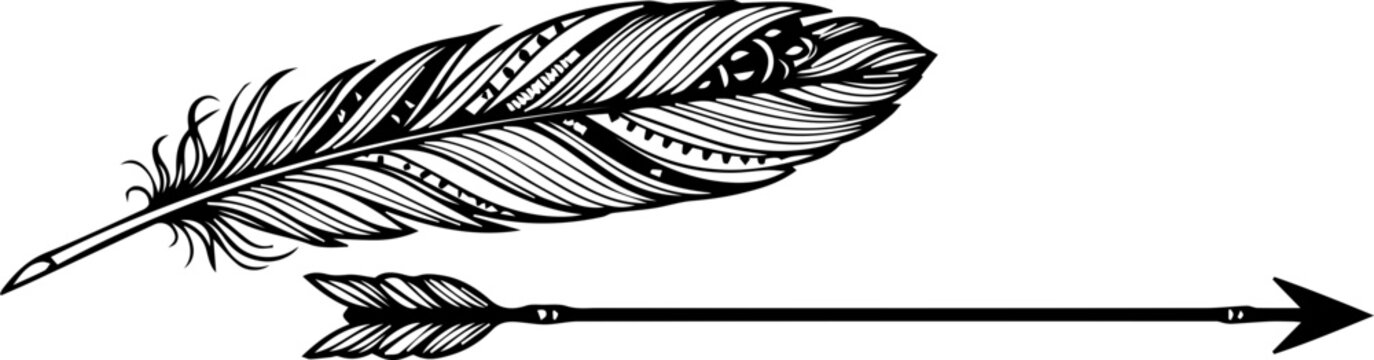 Bohemian feather and arrow design elements perfect for invitations, logos, and creative branding projects