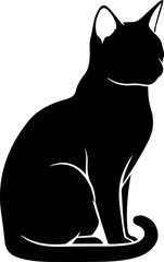 Elegant black cat silhouette sitting calmly, showcasing grace and mystery for sophisticated designs and branding.