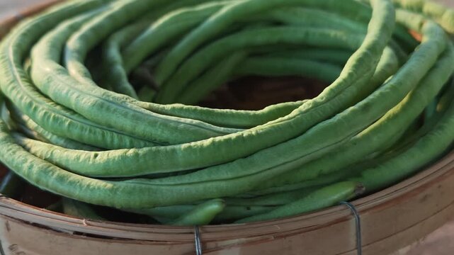 Green beans in a basket