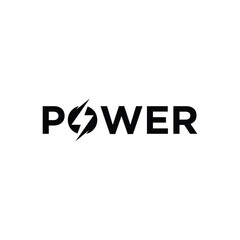 Fototapeta premium power logo design, typography text power graphic vector icon, splash electric energy light symbol icon