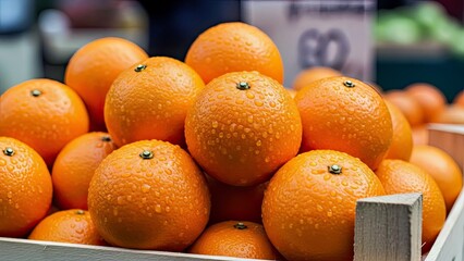 Fresh Ripe Oranges and Vegetables in Wooden Crate at Farmer's Market.jpg