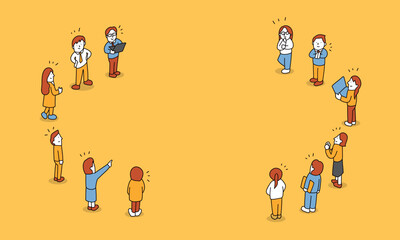 集まるビジネスマンのイラストフレーム