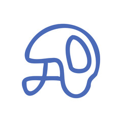 Abstract blue outline of a helmet on a solid black background representing sports or technology