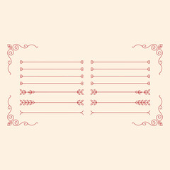 Ornate red decorative borders with floral and swirl patterns on a light background swirls