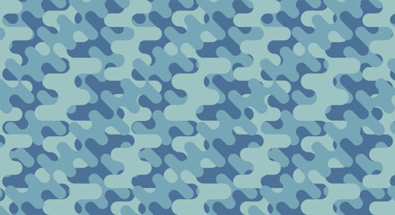 Visually striking seamless repeating background. Backdrop features a parallel wave structure of abstract, fluid shapes in cool, tonal colors. Excellent for modern digital design.