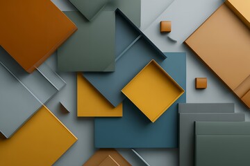 Geometric abstract background with overlapping colored rectangles and squares