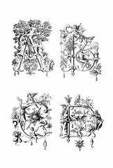 Decorative alphabet letter with artistic and ornate typography, detailed linework and stylized design, ideal for logos, posters, tattoos and branding.