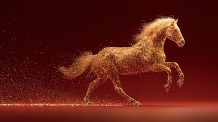 Obraz premium Golden Horse Art