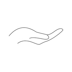 Open Hand Line Art Illustration Minimal Outline Gesture