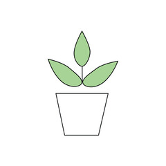 Potted Plant Icon Minimal Botanical Illustration