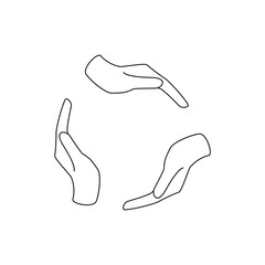 Hands Circle Line Art Symbol Care Unity Protection