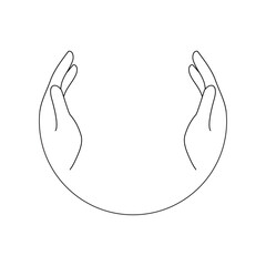Hands Circle Line Art Symbol Protection and Care