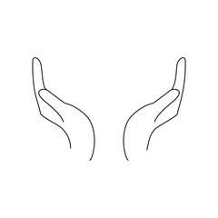 Open Hands Line Art Illustration Symmetrical Gesture
