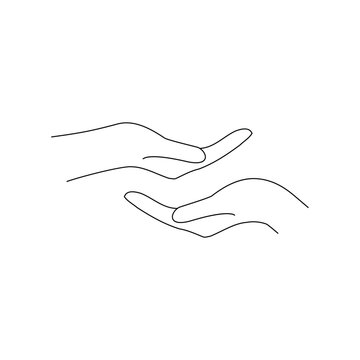 Open Hands Line Art Illustration Minimal Care Gesture